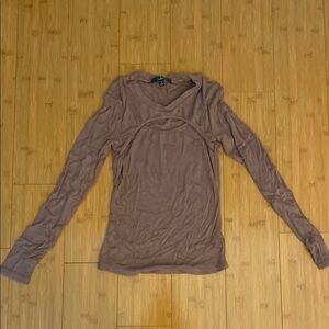 Lulu's Fitted Long Sleeve Brown Tee
